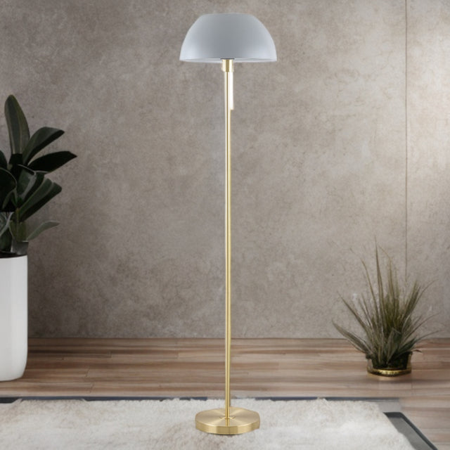 Bella Brass Floor Lamp C/W Grey Dome Shade