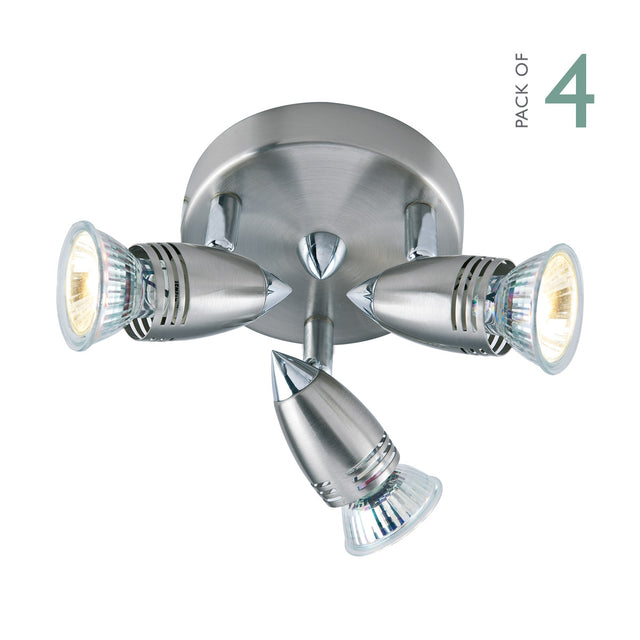 Gemini 3 Light Plate Spotlight Satin Chrome