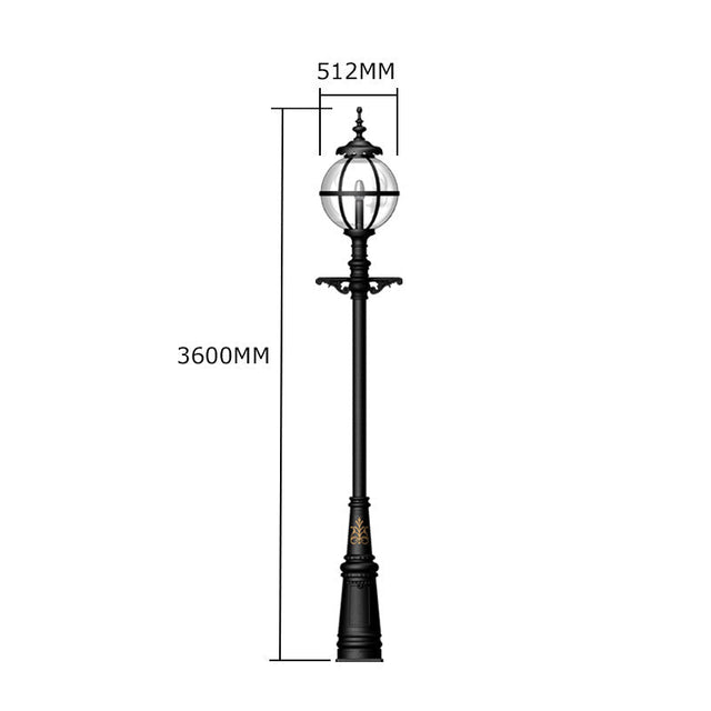 Victorian globe lamp post in cast iron