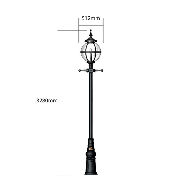 Victorian globe lamp post in cast iron