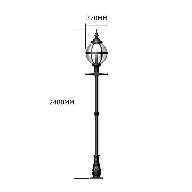 Victorian globe lamp post in cast iron