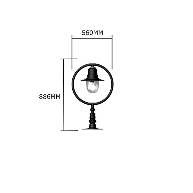 Classic railway style pier light for flat pier caps