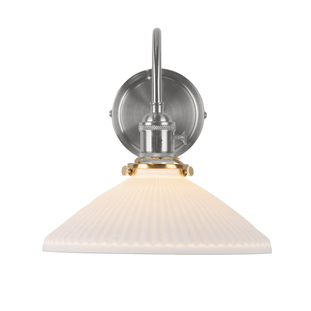 Hadano Wall Light Antique Chrome & Ceramic Shallow Shade