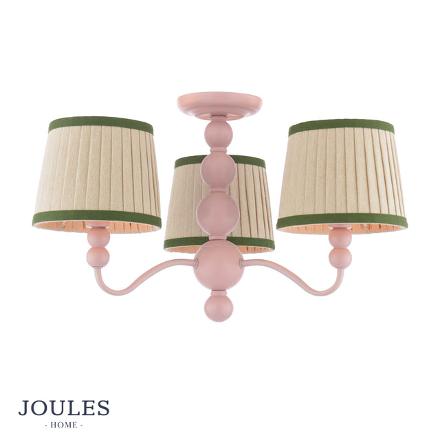 Joules Harewood 3 Light Semi Flush Pink