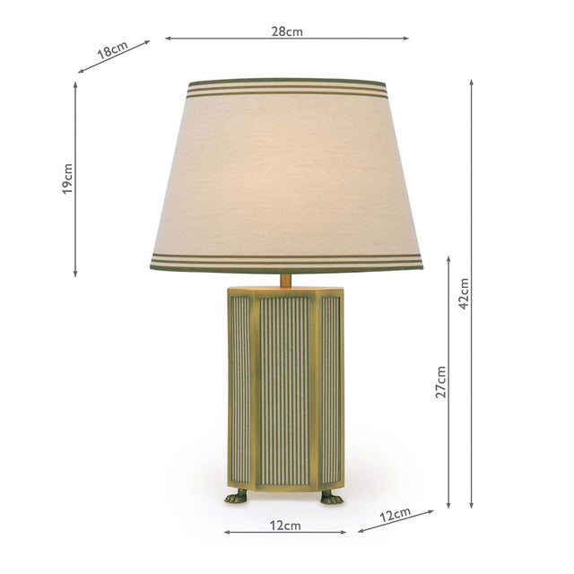 Joules Helmingham Claw Foot Table Lamp Green Stripe