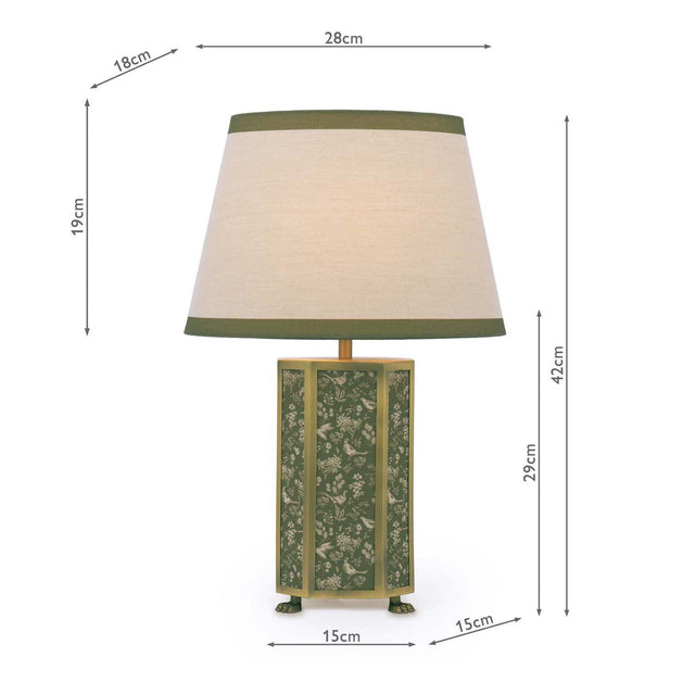 Joules Helmingham Claw Foot Table Lamp Green Print