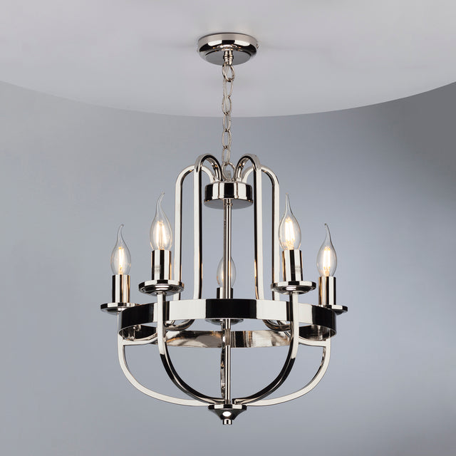 Heythrope 5 Light Pendant Polished Nickel