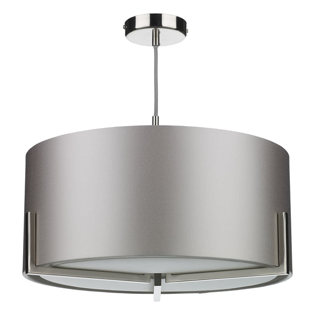 Huxley 3 Light Pendant Satin Chrome and Bespoke With Shade