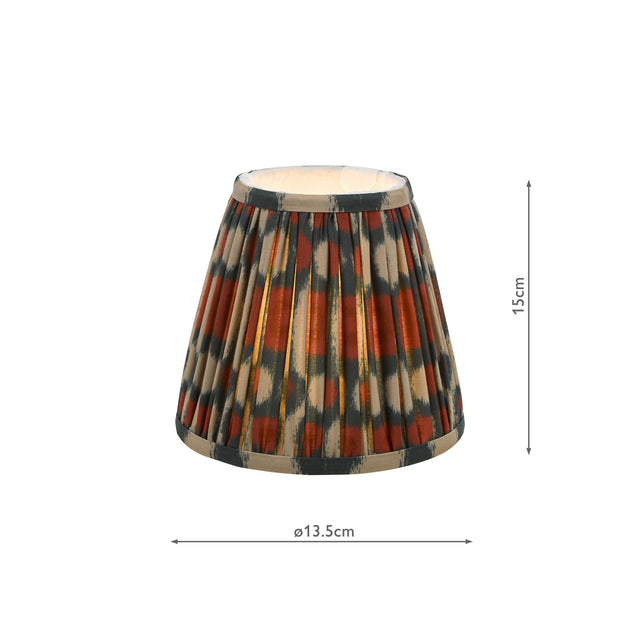Ikat Red Cotton Tapered drum Shade 15cm and Green
