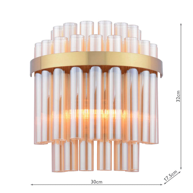 Imani 2 Light Wall Light Natural Brass and Champagne Glass