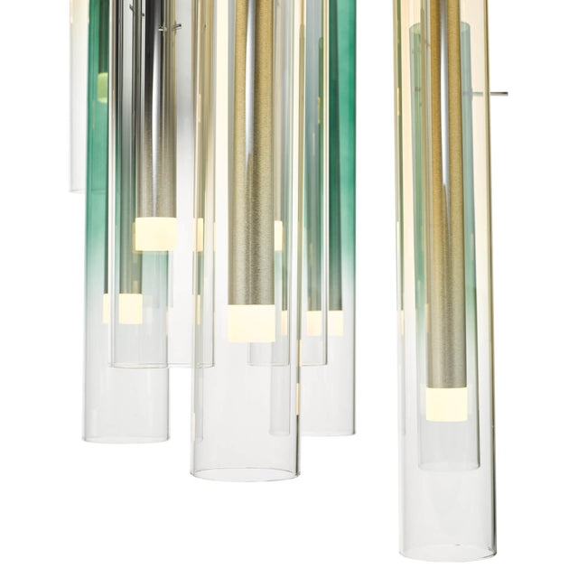 Isadora 14 Light Cluster Pendant Polished Chrome Multi-Coloured Glass LED