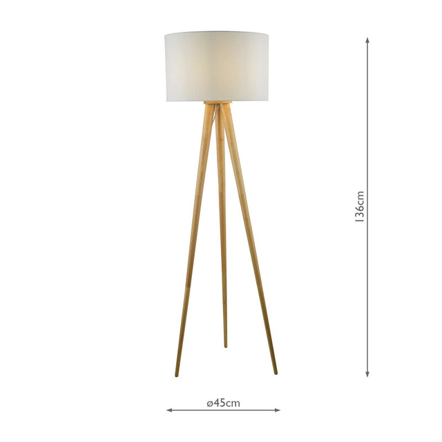 Ivor Floor Lamp Light Wood Base Only