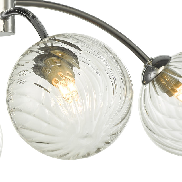 Izzy 4 Light Semi Flush Polished Chrome Twisted Glass