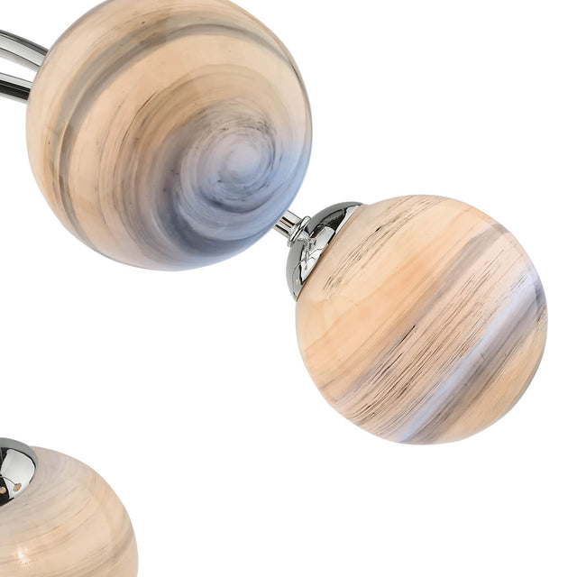 Izzy 6 Light Semi Flush Polished Chrome Planet Glass