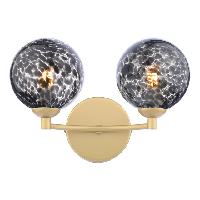 Izzy 2 Light Wall Light Polished Gold and Black Confetti Glass