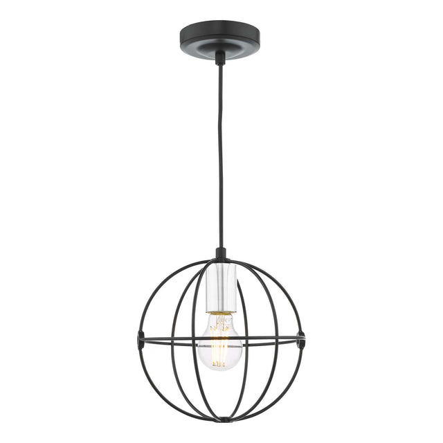 Javari 1 Light Pendant Matt Black/Polished Chrome