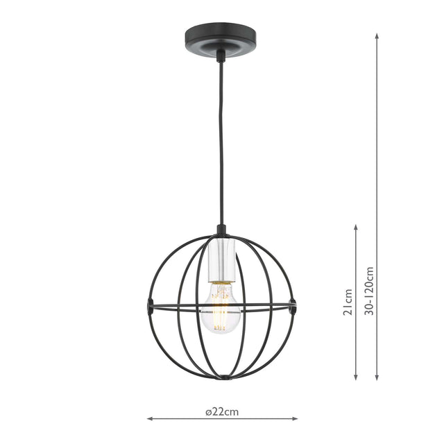 Javari 1 Light Pendant Matt Black/Polished Chrome