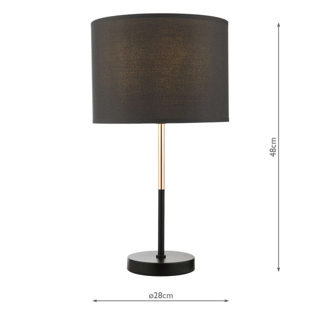 Kelso Table Lamp Matt Black Polished Copper With Shade