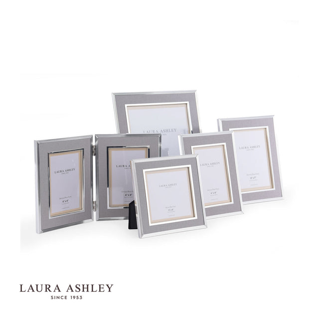 Laura Ashley Harrison Double Photo Frame Pale Charcoal Linen 4x6"