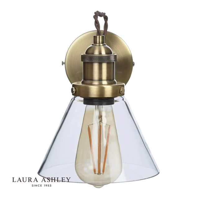 Laura Ashley Isaac Wall Light Antique Brass Glass