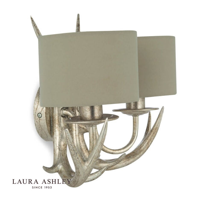 Laura Ashley Mulroy Antler 2lt Wall Light Champagne With Shades