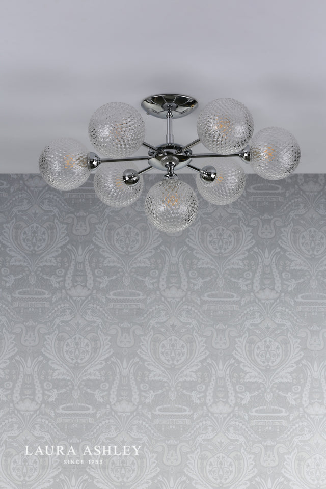 Laura Ashley Atherton 7lt Semi Flush Polished Chrome Glass