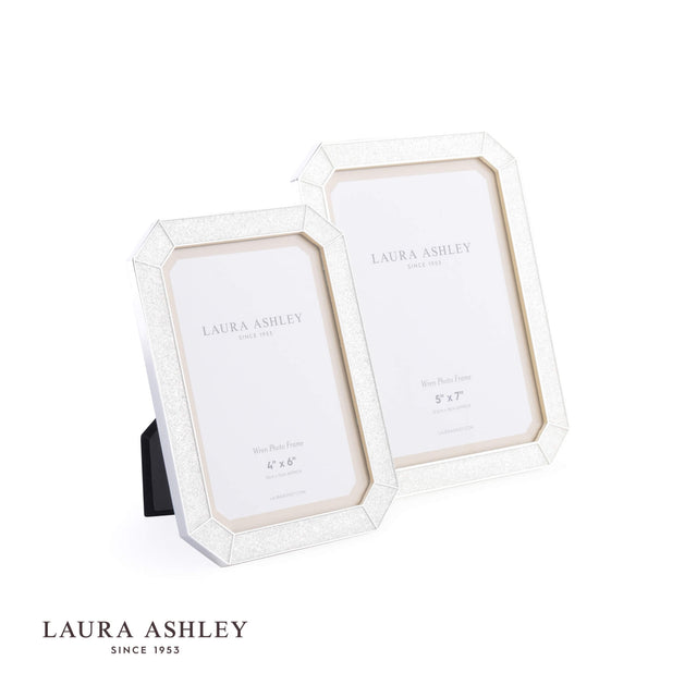 Laura Ashley Wren Photo Frame Polished Silver Glitter 4x6 Inch