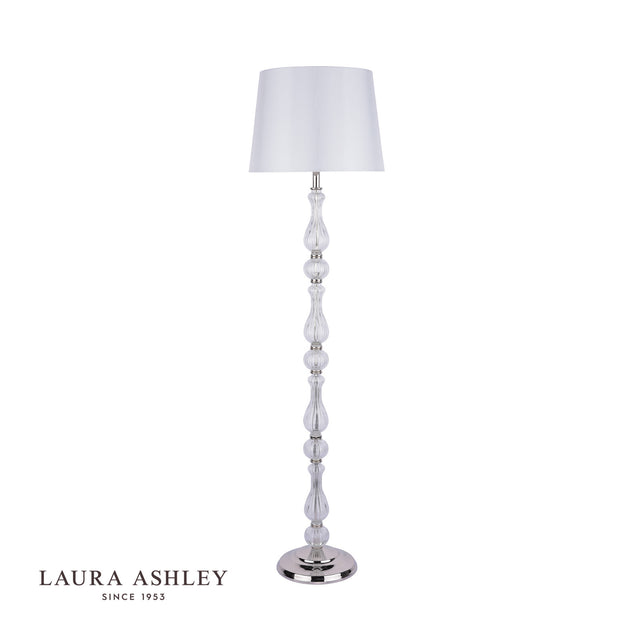Bradshaw Floor Lamp Polished Nickel & Ribbed Glass With Shade