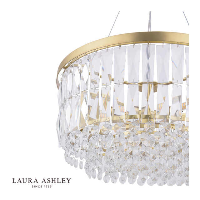 Rhosill 4 Light Pendant Glass & Antique Brass