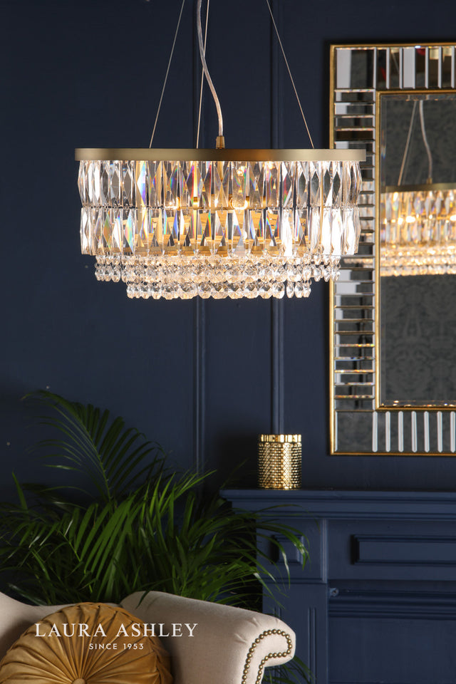 Rhosill 4 Light Pendant Glass & Antique Brass