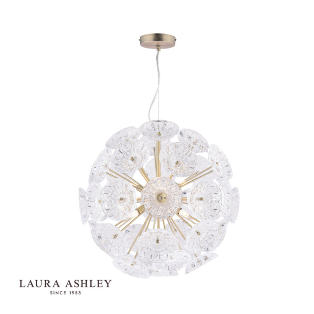 Elwick 6 Light Pendant Textured Glass & Antique Brass