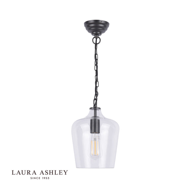 Ockley Bottle Pendant Glass & Matt Black