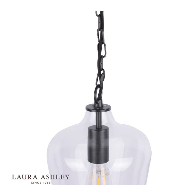 Ockley Bottle Pendant Glass & Matt Black