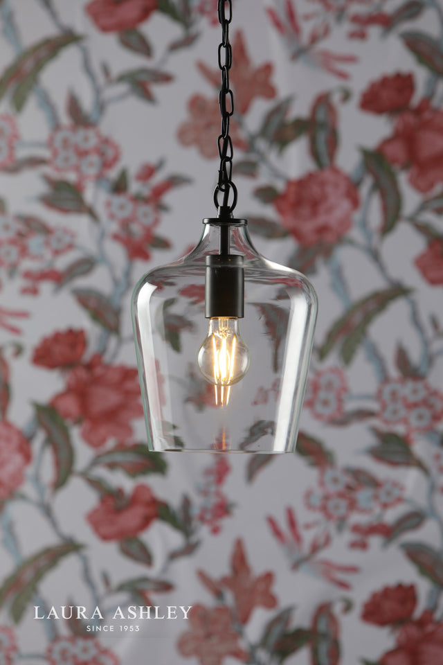 Ockley Bottle Pendant Glass & Matt Black