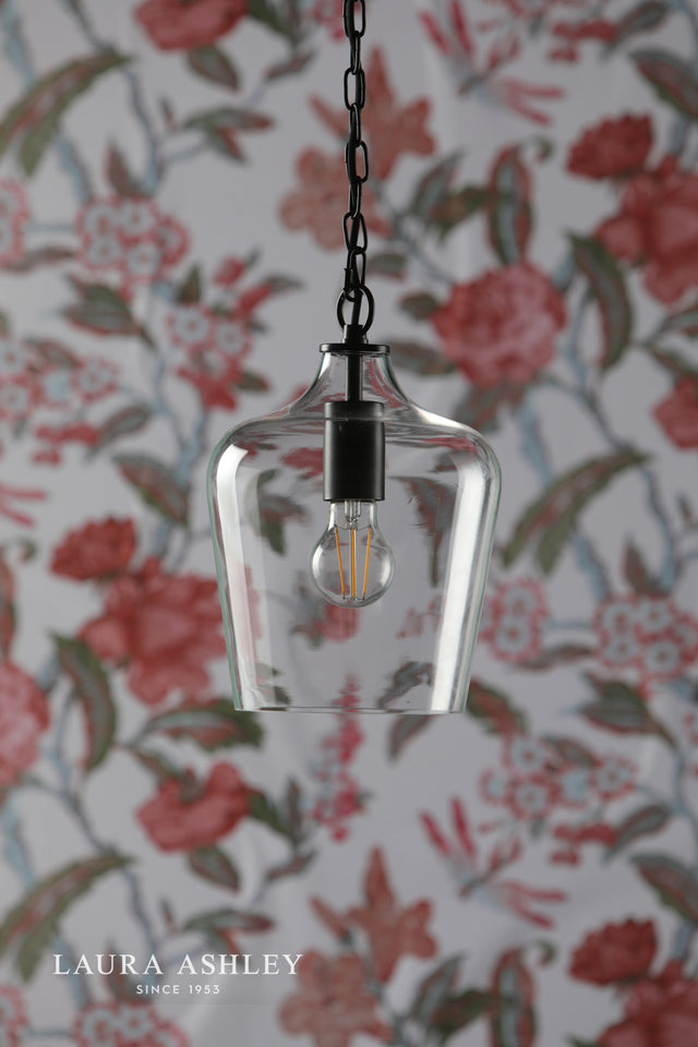 Ockley Bottle Pendant Glass & Matt Black