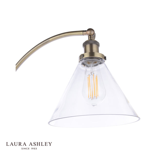 Laura Ashley Isaac Floor Lamp Antique Brass and Glass