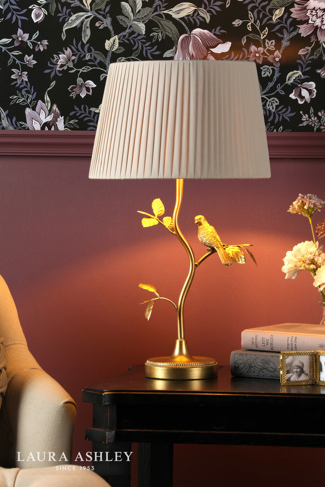 Laura Ashley Egelton Table Lamp Aged Brass and Taupe With Shade