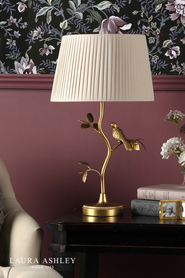 Laura Ashley Egelton Table Lamp Aged Brass and Taupe With Shade