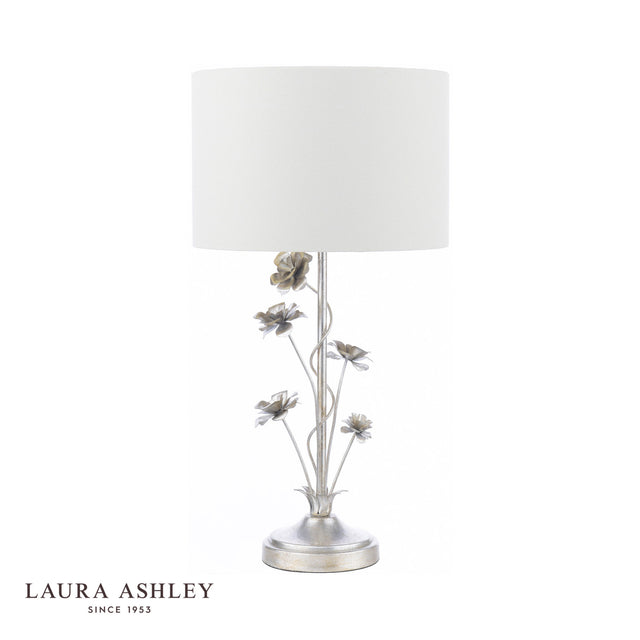 Laura Ashley Lyndale Table Lamp Distressed Silver Leaf and Cream With Shade