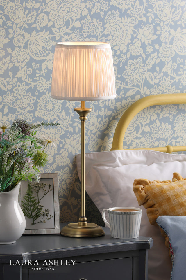 Laura Ashley Hemsley Table Lamp Antique Brass and Ivory With Shade