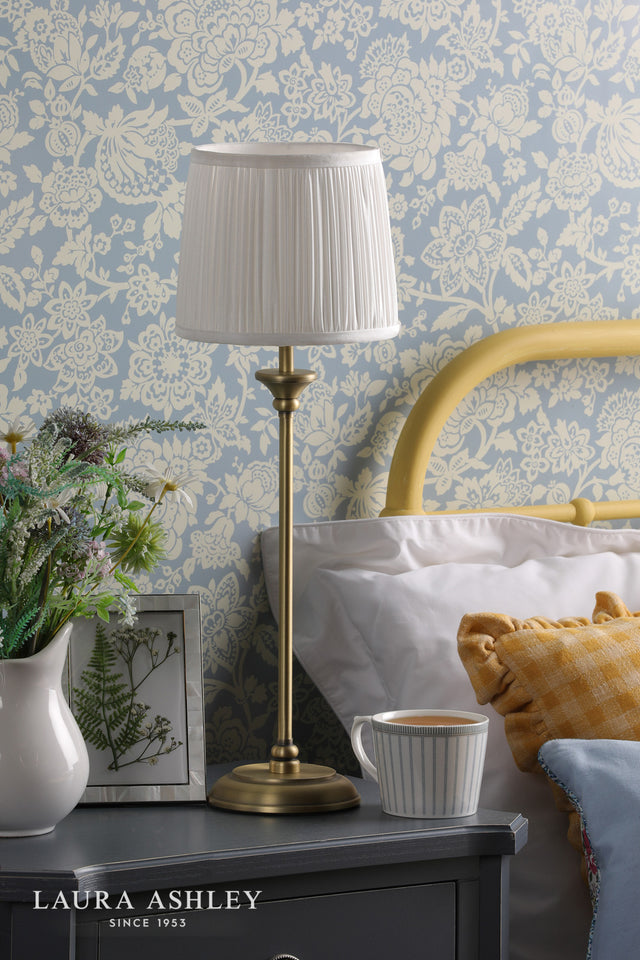 Laura Ashley Hemsley Table Lamp Antique Brass and Ivory With Shade