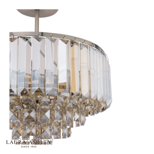 Laura Ashley Vienna 3 Light Semi-Flush Ceiling Light Champagne Crystal and Antique Brass