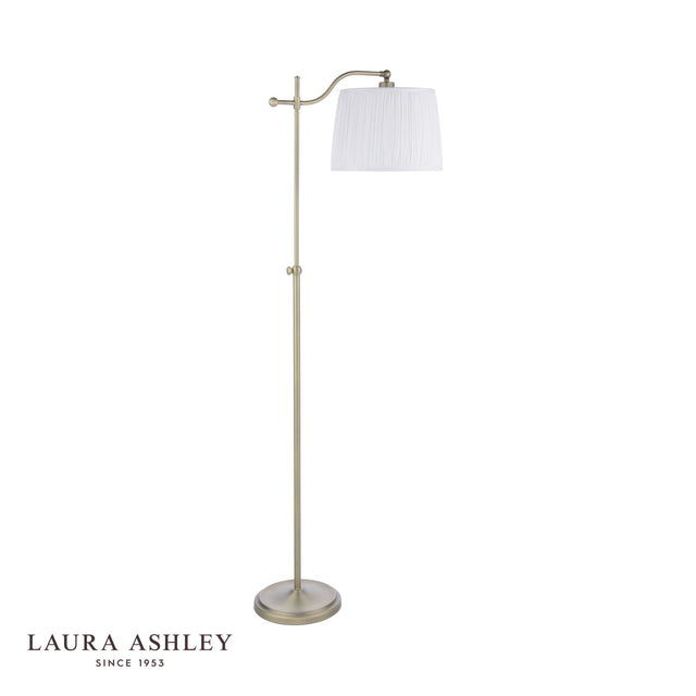 Laura Ashley Hemsley Floor Lamp Antique Brass and Ivory With Shade