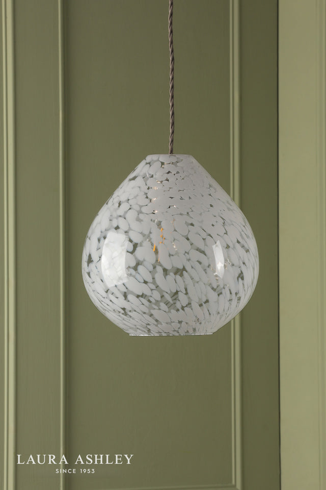 Laura Ashley Confetti Easy Fit Pendant White Art Glass and Polished Chrome