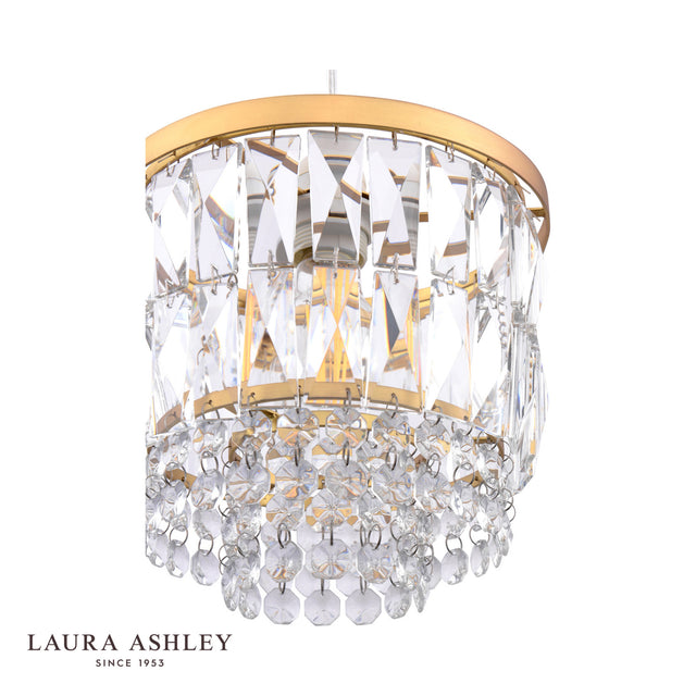 Laura Ashley Rhosill Easy Fit Pendant Crystal and Antique Brass