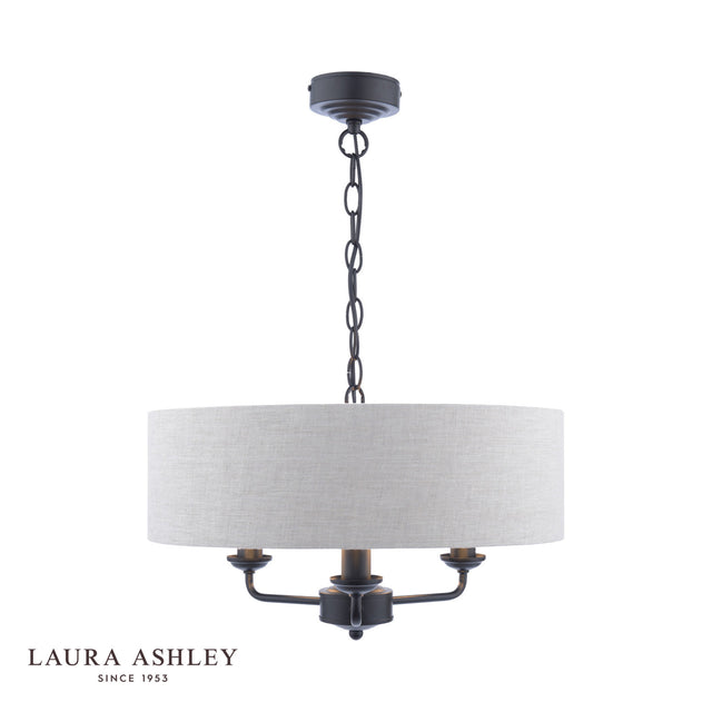 Laura Ashley Sorrento 3 Light Shadelier Matt Black and Natural With Shade