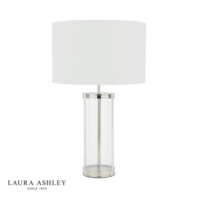 Laura Ashley Harrington Large Table Lamp Polished Nickel and Glass With Shade