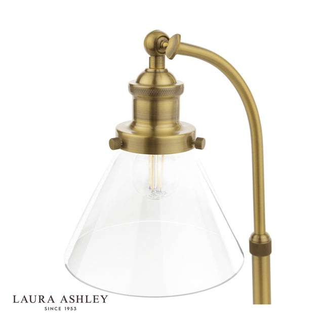 Laura Ashley Isaac Desk Lamp Antique Brass and Glass