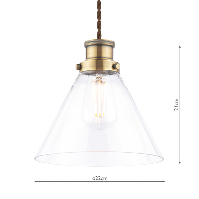 Laura Ashley Isaac Easy Fit Pendant Antique Brass and Glass