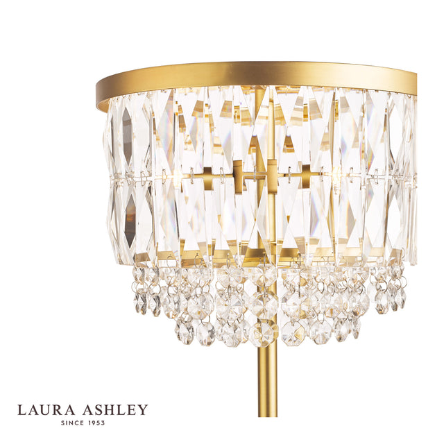 Laura Ashley Rhosill 3 Light Floor Lamp Crystal and Matt Antique Brass